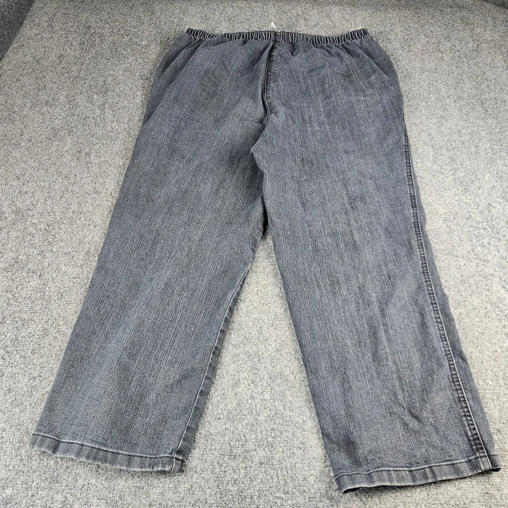 Allison Daley Women Black Denim Elastic Waist‎ Pull On Pants Straight Leg 18W S